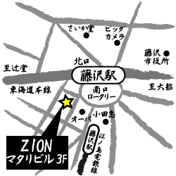 藤沢の居酒屋 菜音への駅前からの地図です。